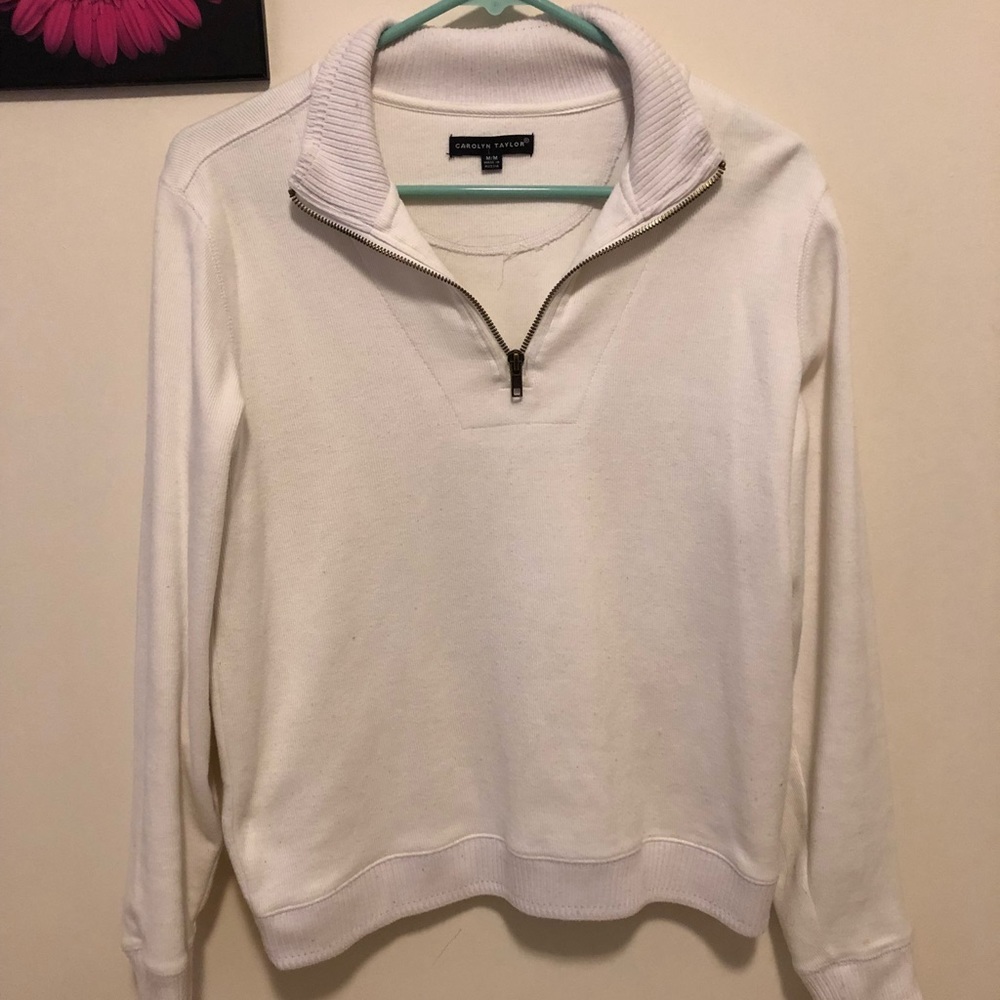White quarter zip sweater
